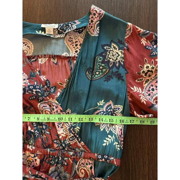 Sundance Paisley Dreams Floral Faux Wrap High-Low Hem Dress Size Petite Small - Picture 7 of 9